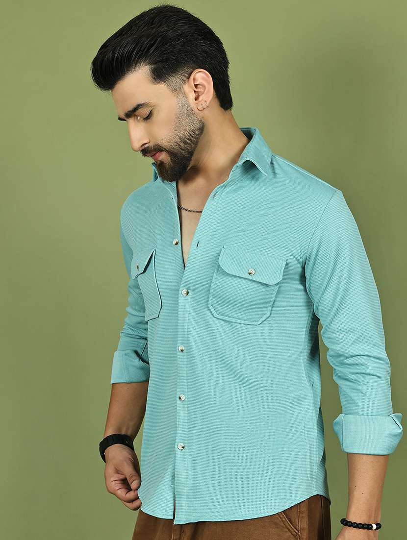 men solid collared long sleeve regular fit shirt - 21984406 -  Standard Image - 4