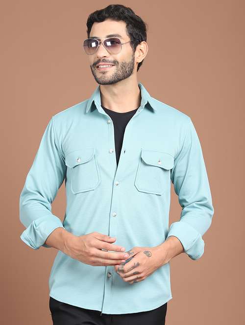 men solid collared long sleeve regular fit shirt - 21984410 - Standard Image - 0