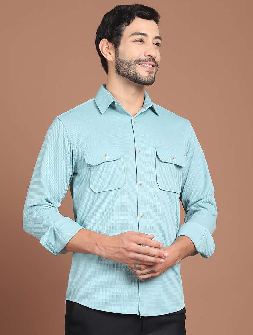 men solid collared long sleeve regular fit shirt - 21984410 - Standard Image - 1