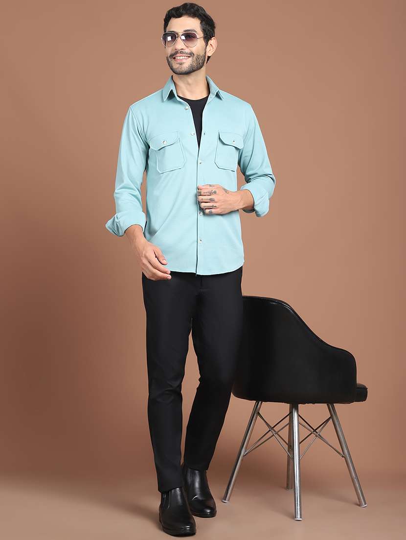 men solid collared long sleeve regular fit shirt - 21984410 - Standard Image - 4