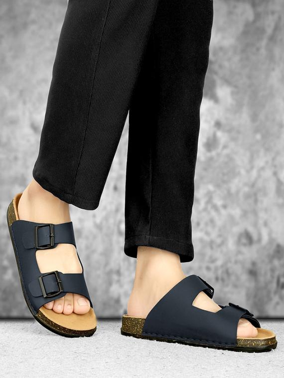 men blue solid slip on sandal - 21984425 -  Standard Image - 1