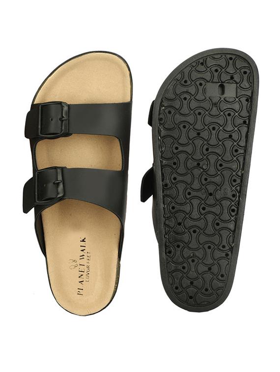 men black solid slip on sandal - 21984431 - Standard Image - 4