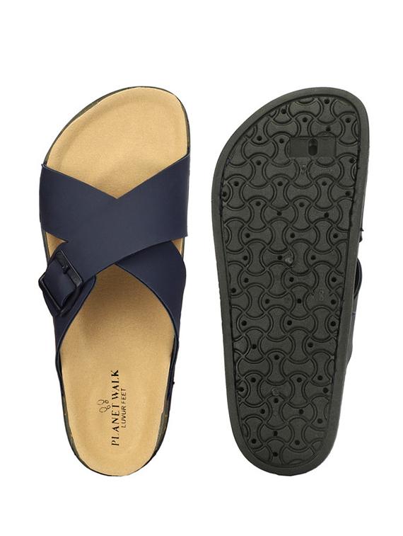 men navy blue slip on sandal - 21984437 - Standard Image - 4