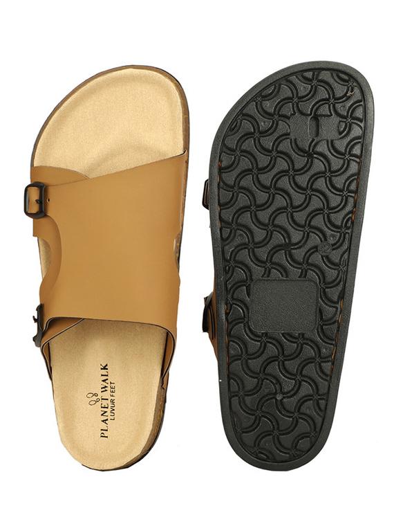 men tan slip on dual strap sandal - 21984443 - Standard Image - 4