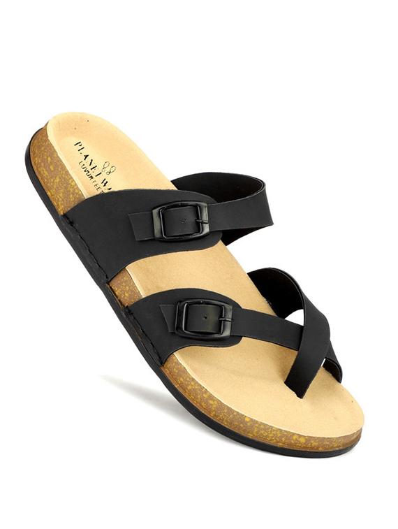 men black slip on one toe sandal - 21984446 -  Standard Image - 1