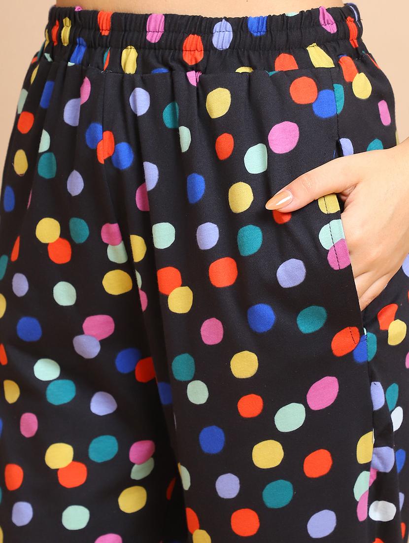 women polka doted mid rise lounge wear pajama - 21984458 - Standard Image - 4