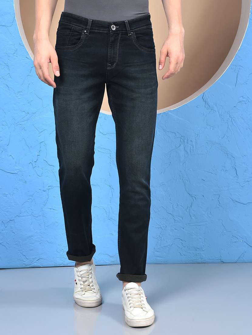 men solid mid rise skinny fit jeans