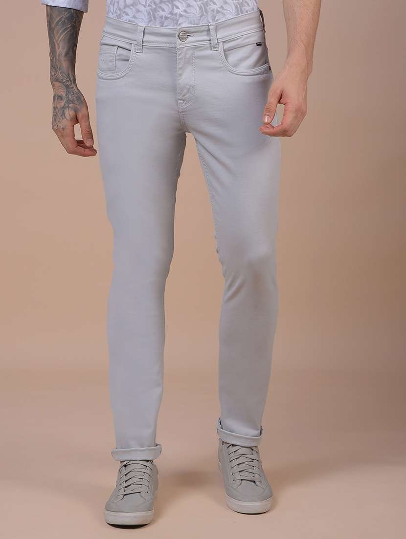 men solid mid rise slim fit jeans