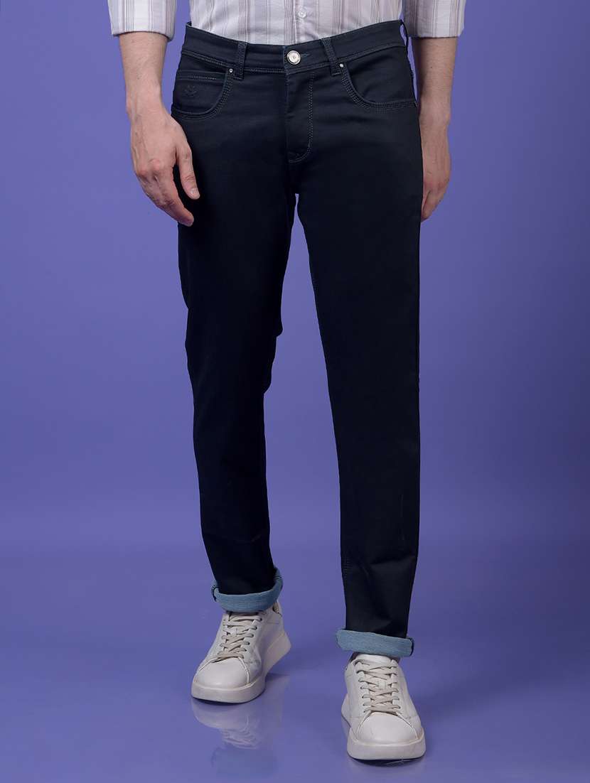 men solid mid rise slim fit jeans