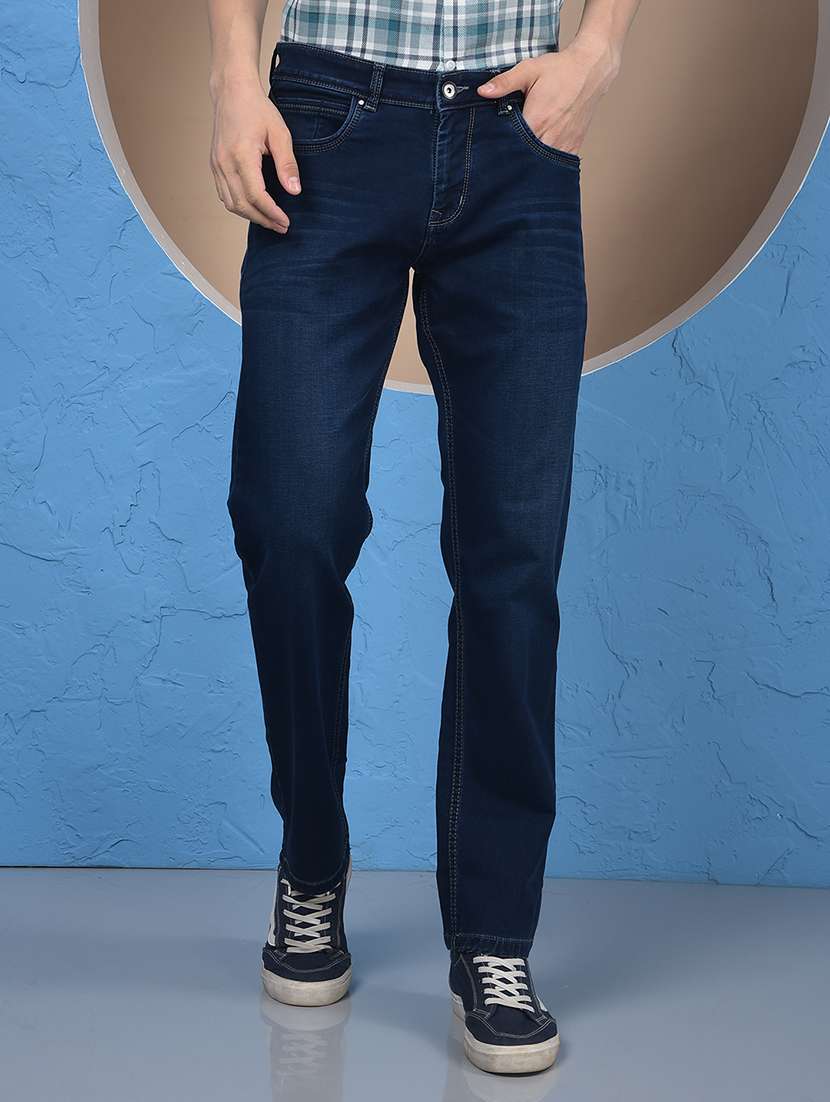 men solid mid rise straight fit jeans