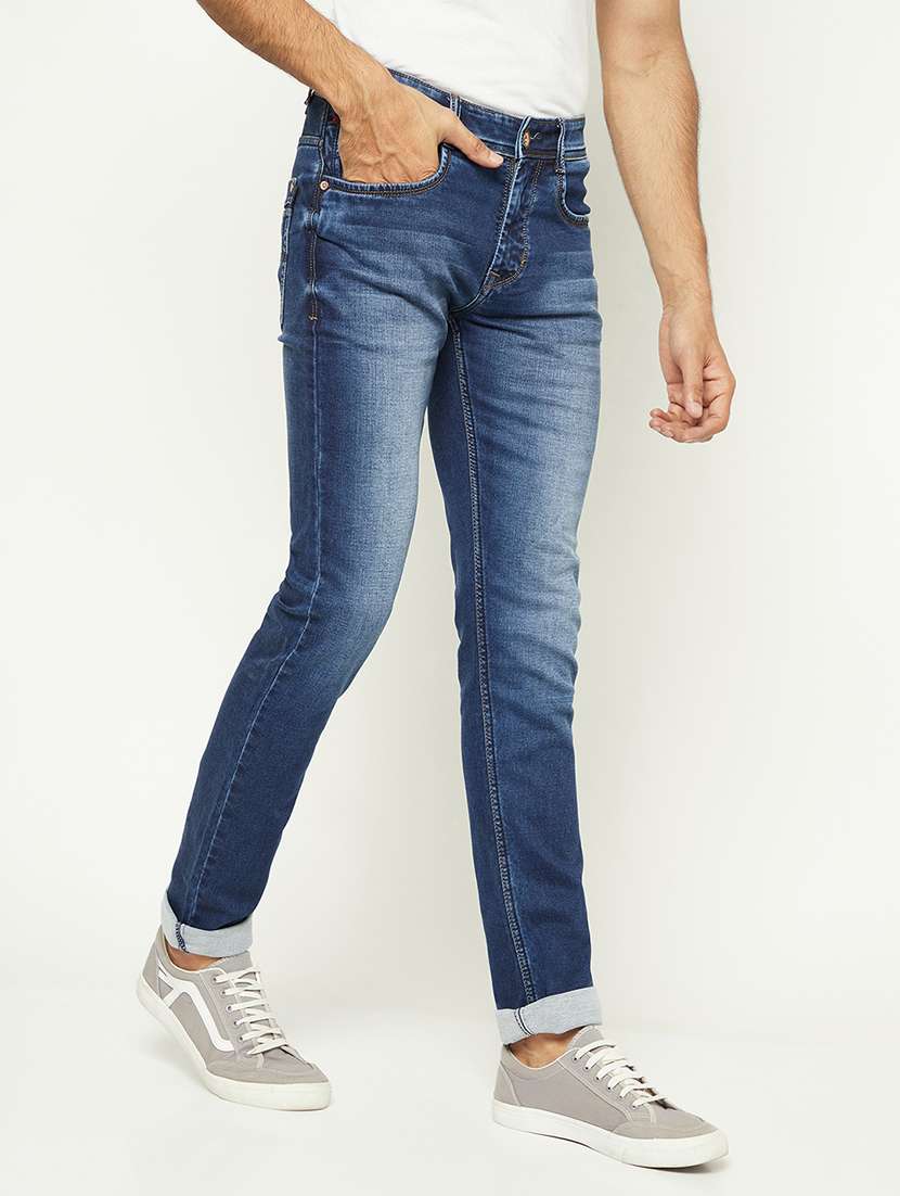men solid mid rise slim fit jeans - 21984523 - Standard Image - 1