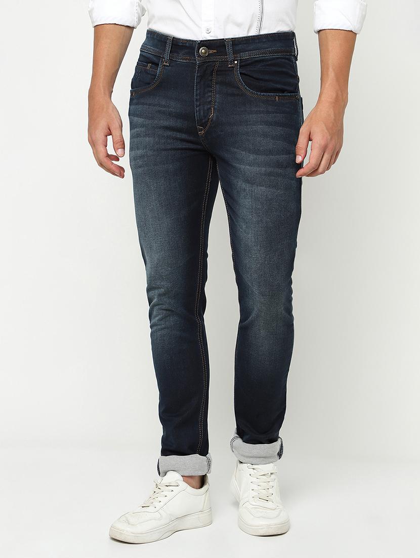 men solid mid rise slim fit jeans