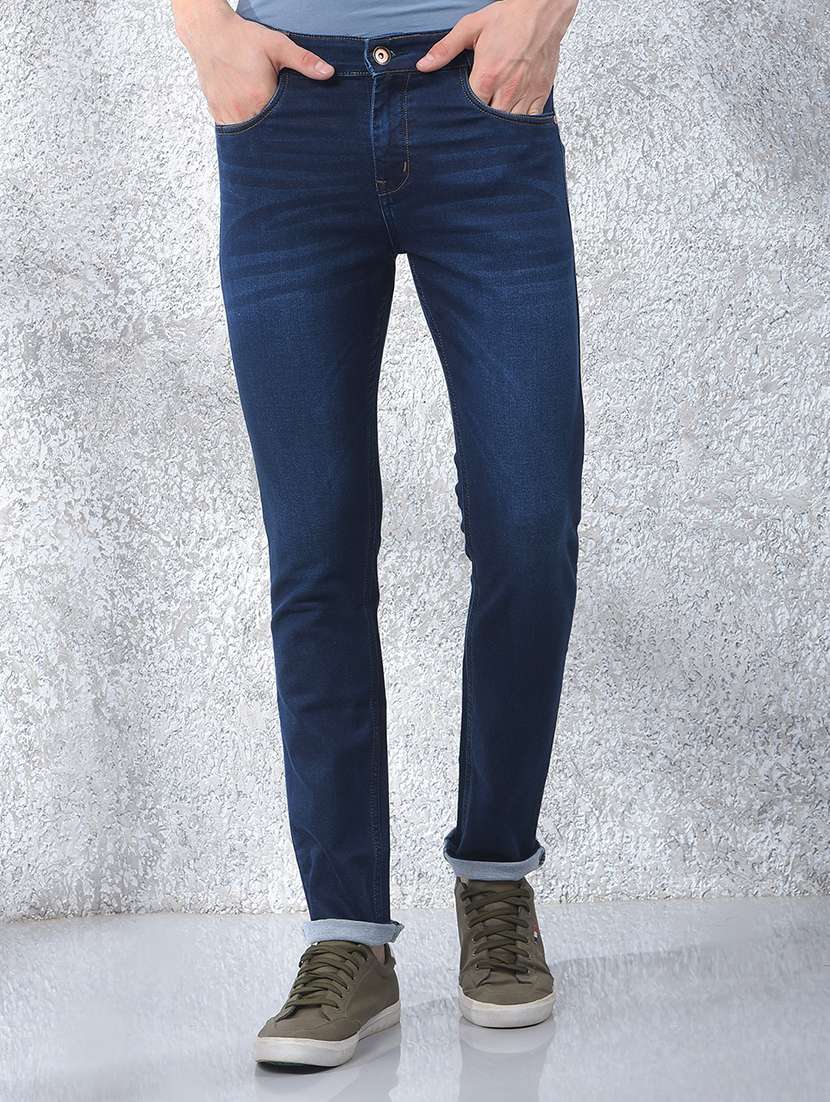 men solid mid rise slim fit jeans