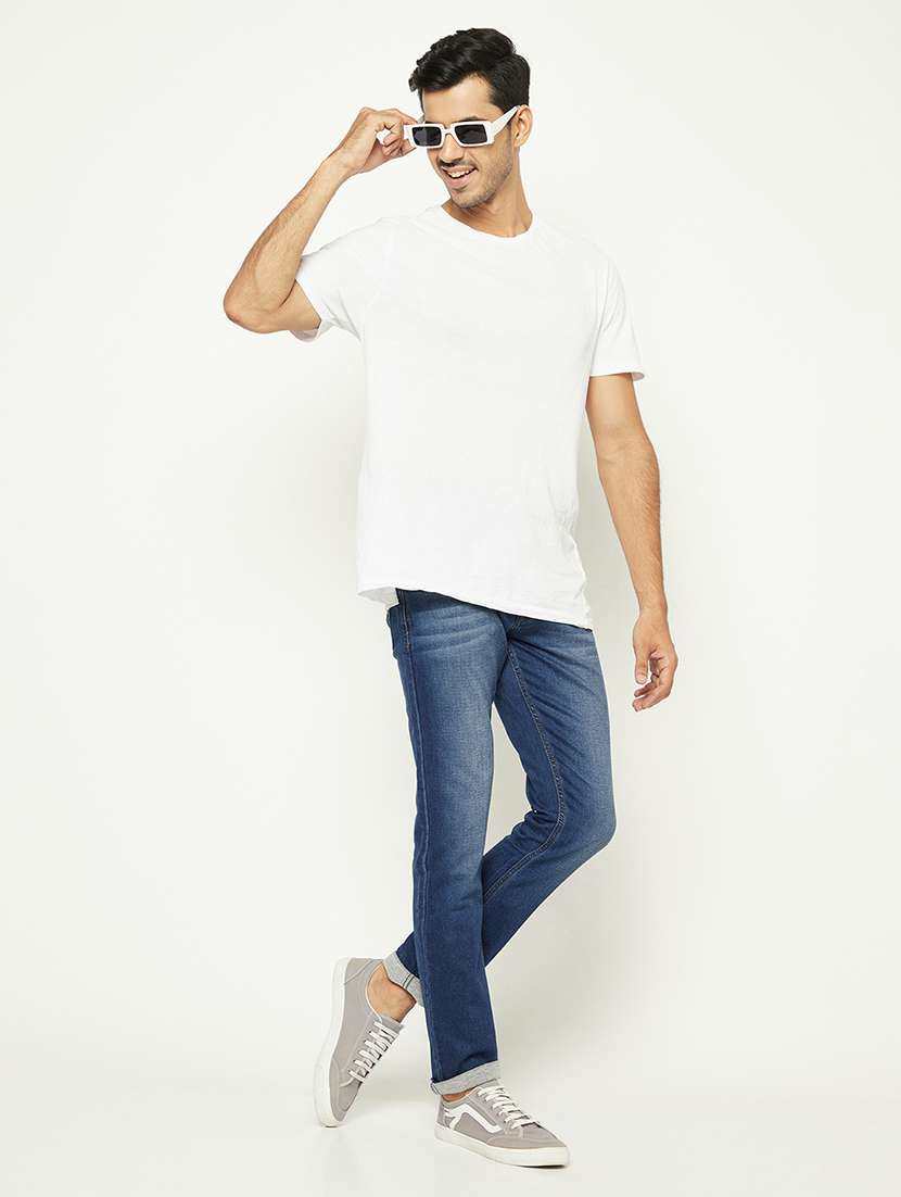 men solid mid rise slim fit jeans - 21984532 -  Standard Image - 4