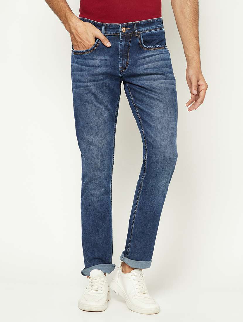 men solid mid rise slim fit jeans - 21984533 -  Zoom Image - 0