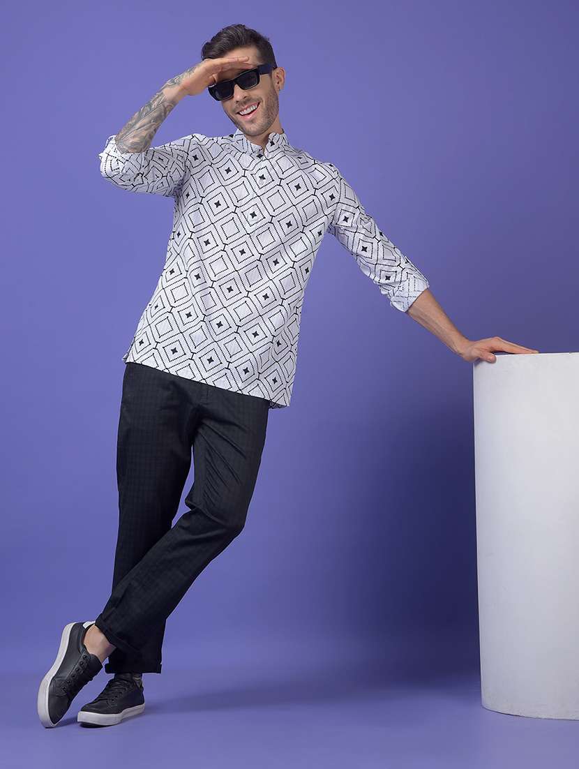 men printed mandarin neck short kurta - 21984547 -  Standard Image - 6
