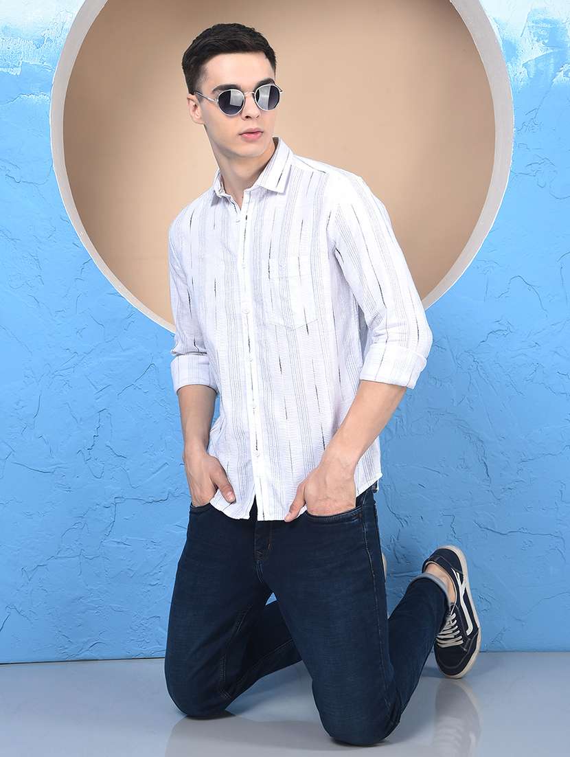 men striped mandarin neck short kurta - 21984549 -  Standard Image - 6
