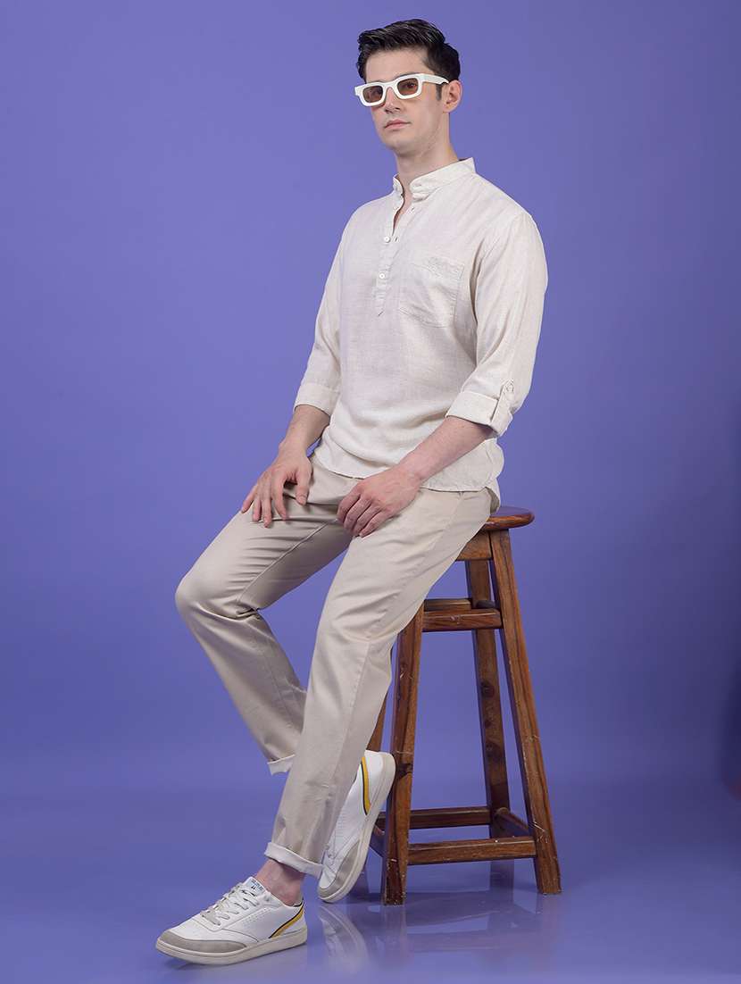 men solid mandarin neck short kurta - 21984551 -  Standard Image - 6