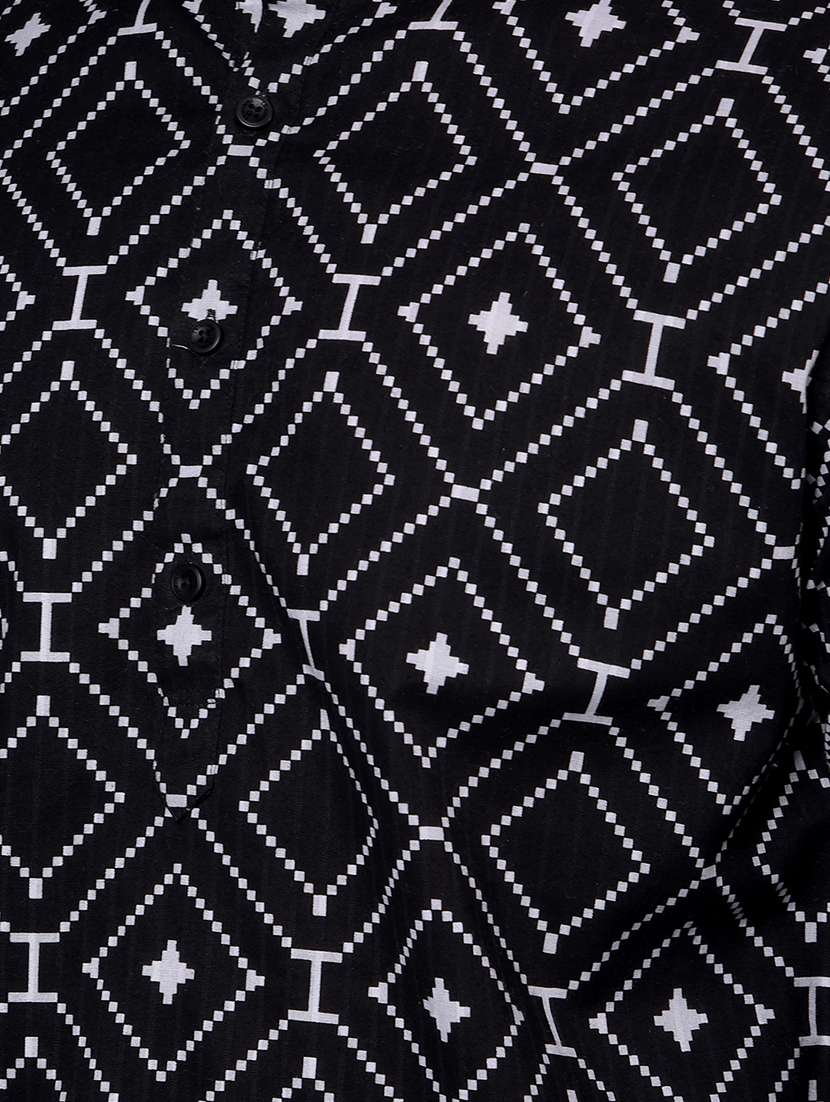 men printed mandarin neck short kurta - 21984554 -  Standard Image - 4