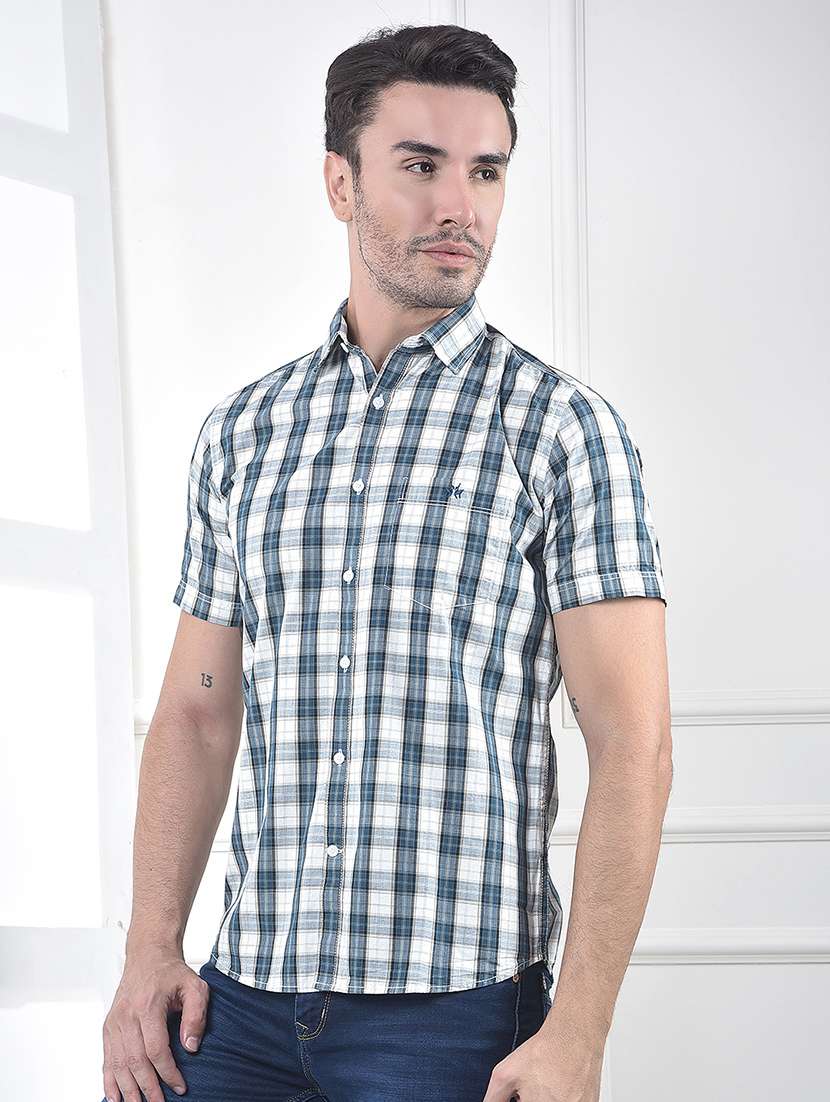 men checkered short sleeve regular fit casual shirt - 21984573 -  Standard Image - 1