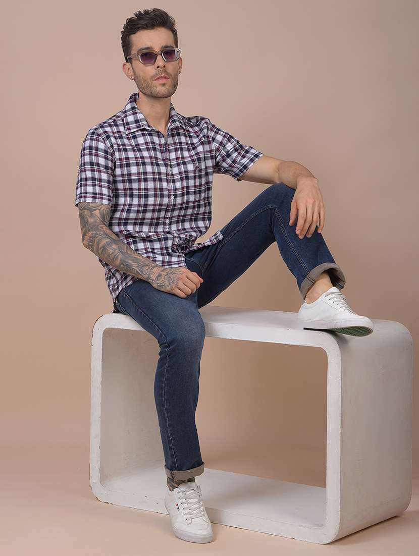 men checkered short sleeve regular fit casual shirt - 21984576 -  Standard Image - 4