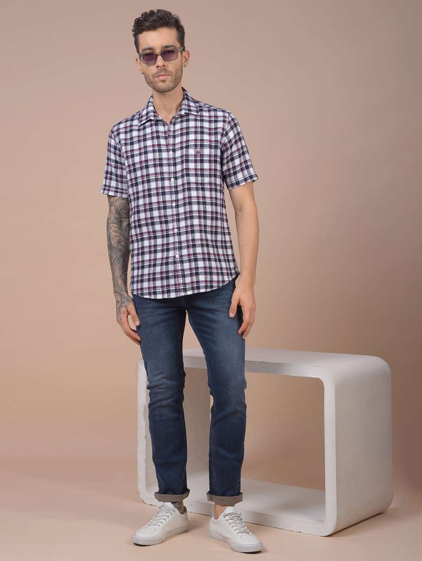 men checkered short sleeve regular fit casual shirt - 21984576 -  Standard Image - 6