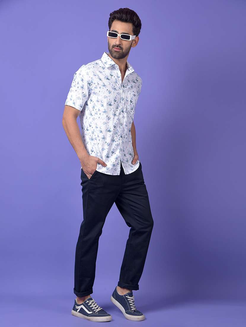 men floral printed short sleeve slim fit casual shirt - 21984583 -  Standard Image - 4