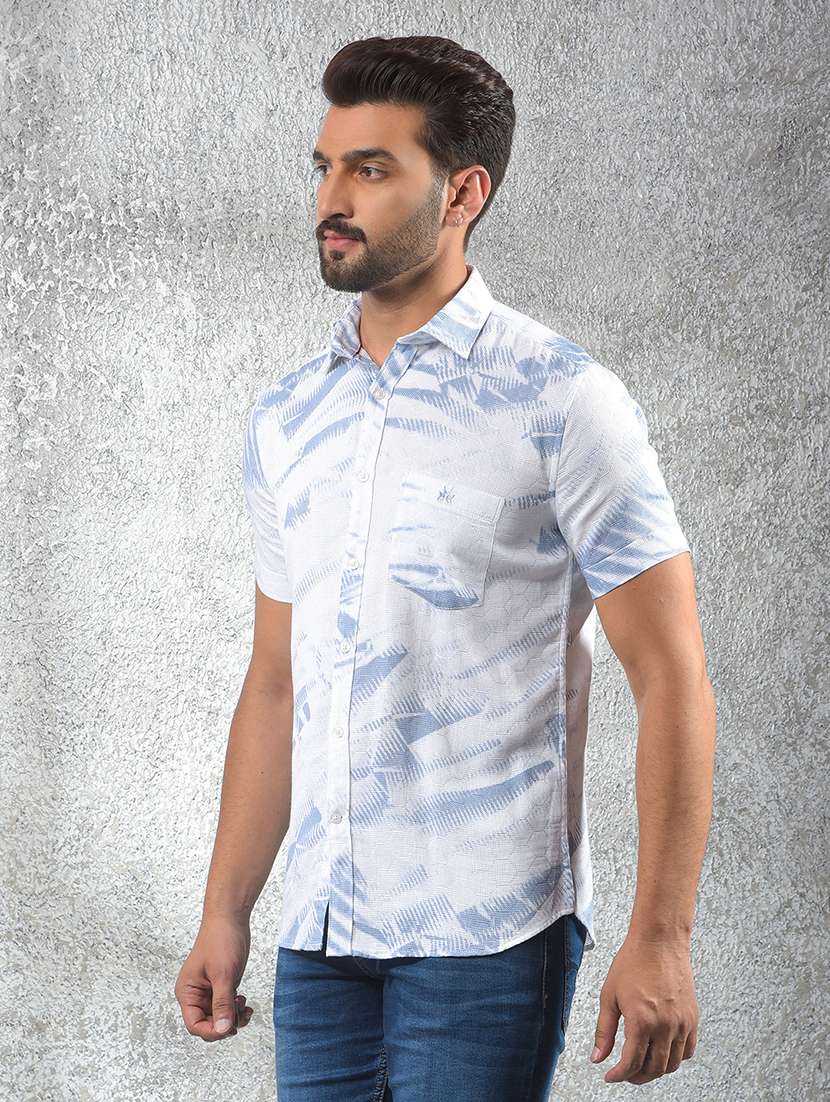 men printed short sleeve slim fit casual shirt - 21984585 -  Standard Image - 1
