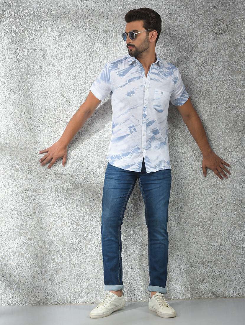 men printed short sleeve slim fit casual shirt - 21984585 -  Standard Image - 4