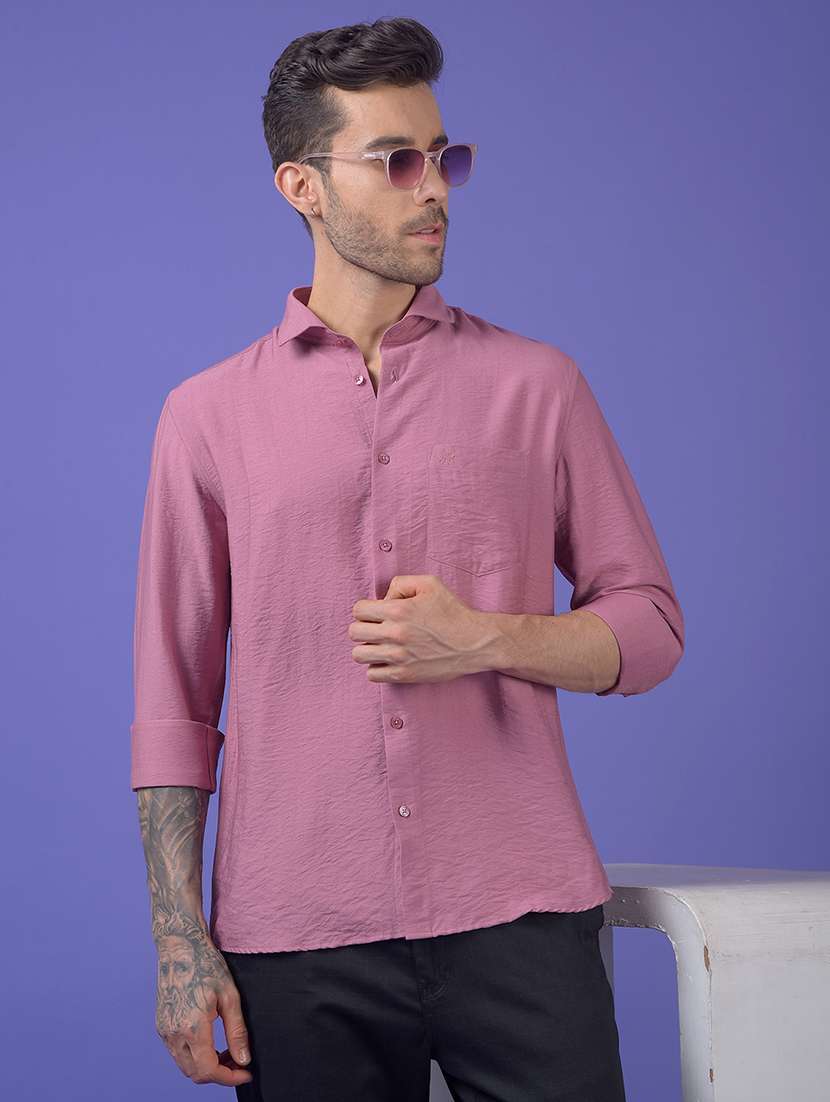 men solid long sleeve slim fit casual shirt - 21984613 - Zoom Image - 0