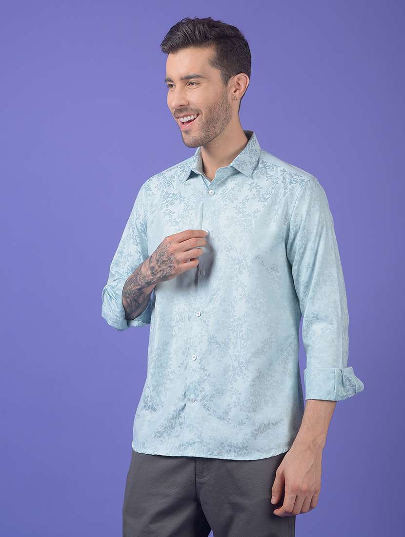 green cotton blend casual shirt - 21984619 -  Standard Image - 1