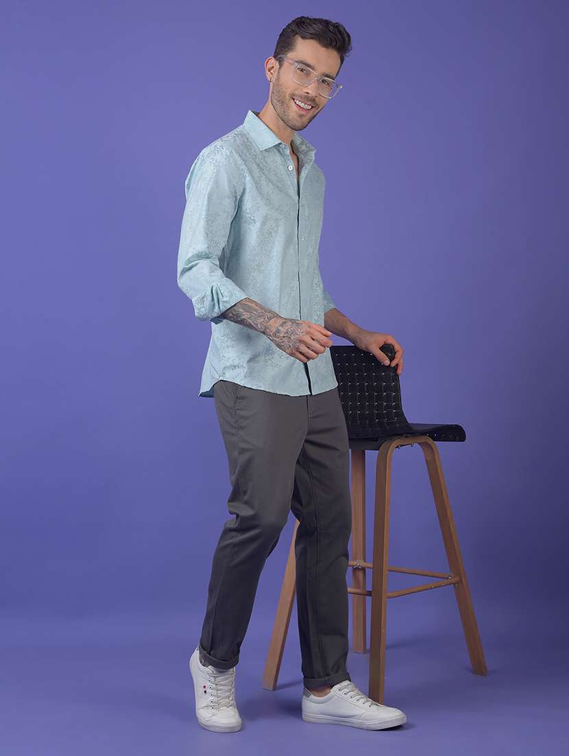 green cotton blend casual shirt - 21984619 -  Standard Image - 4