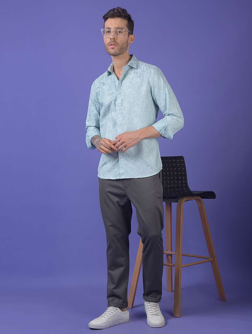 green cotton blend casual shirt - 21984619 -  Standard Image - 6