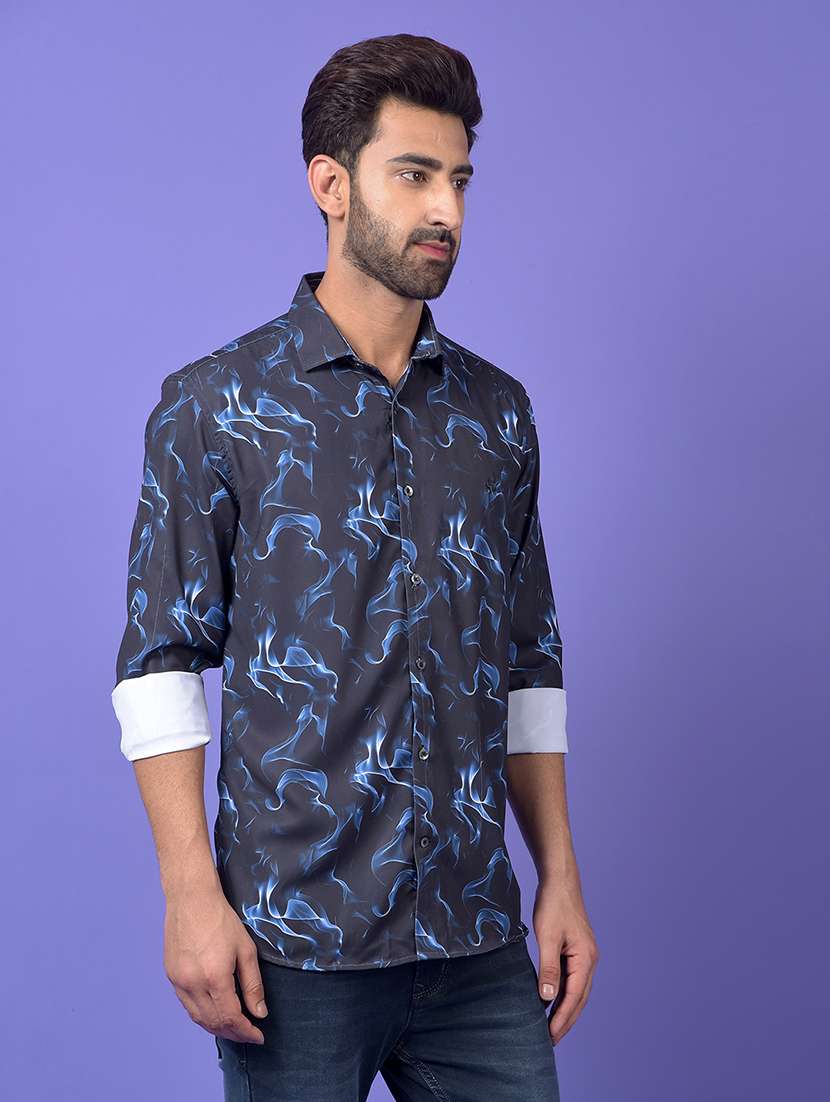 navy blue polyester casual shirt - 21984623 -  Standard Image - 1