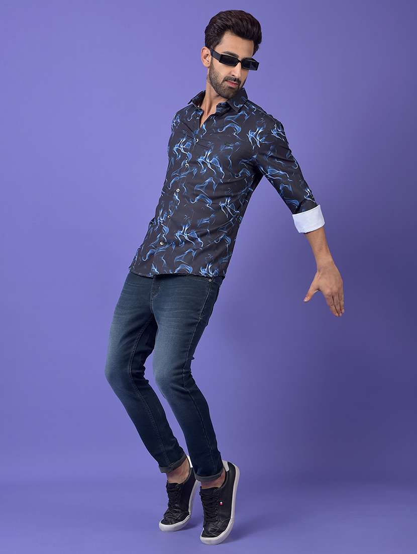 navy blue polyester casual shirt - 21984623 -  Standard Image - 4