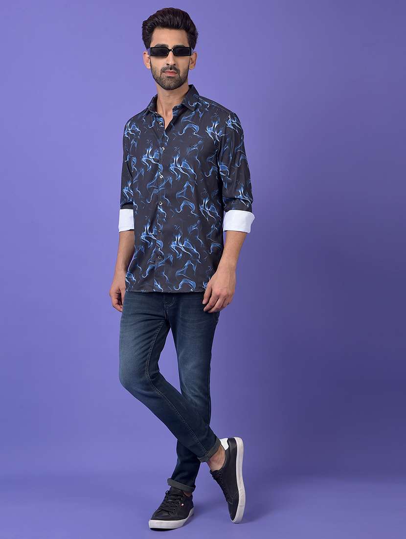 navy blue polyester casual shirt - 21984623 -  Standard Image - 6