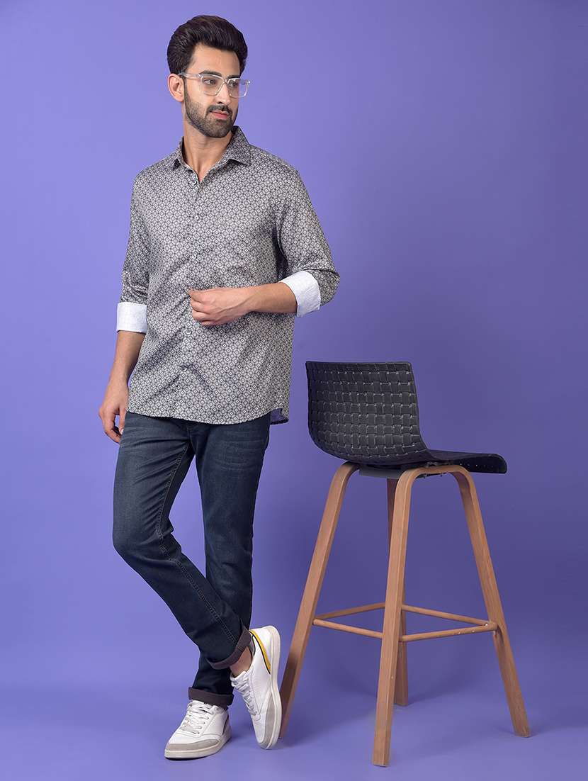 grey cotton blend casual shirt - 21984632 -  Standard Image - 4