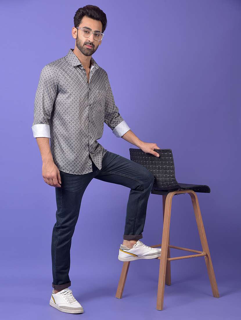 grey cotton blend casual shirt - 21984632 -  Standard Image - 6