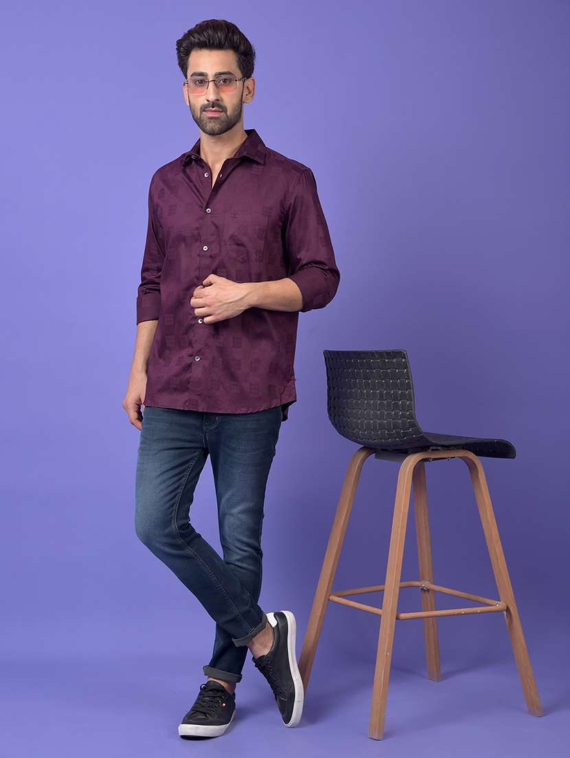 purple cotton casual shirt - 21984653 -  Standard Image - 6