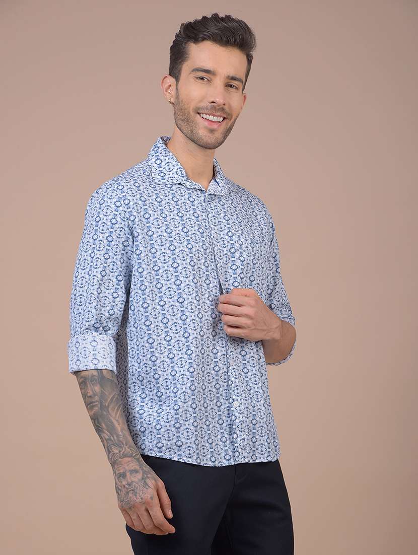 men printed long sleeve slim fit casual shirt - 21984680 -  Standard Image - 1