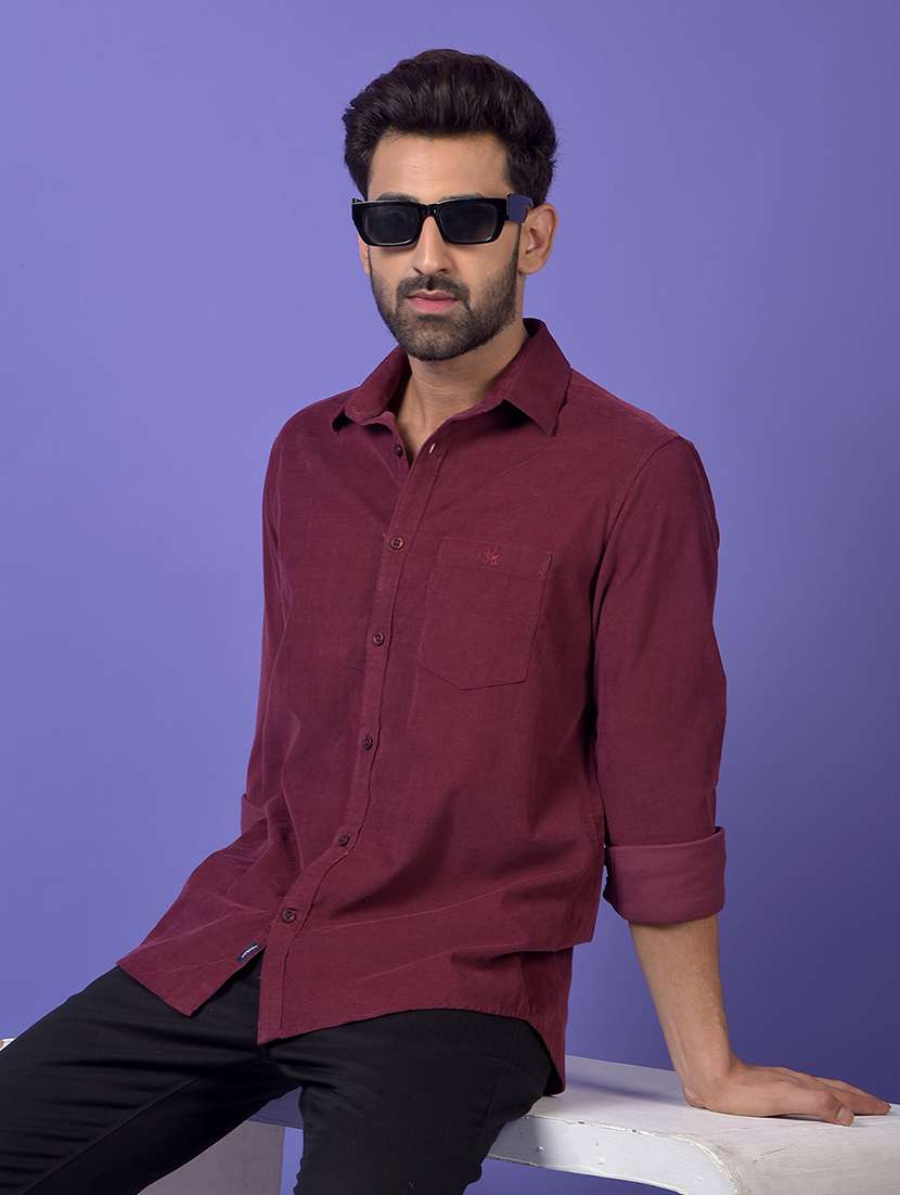 men solid long sleeve slim fit casual shirt