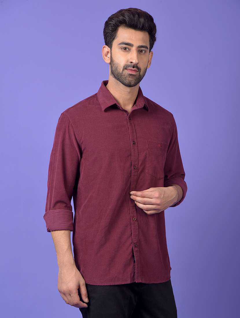men solid long sleeve slim fit casual shirt - 21984694 - Standard Image - 1