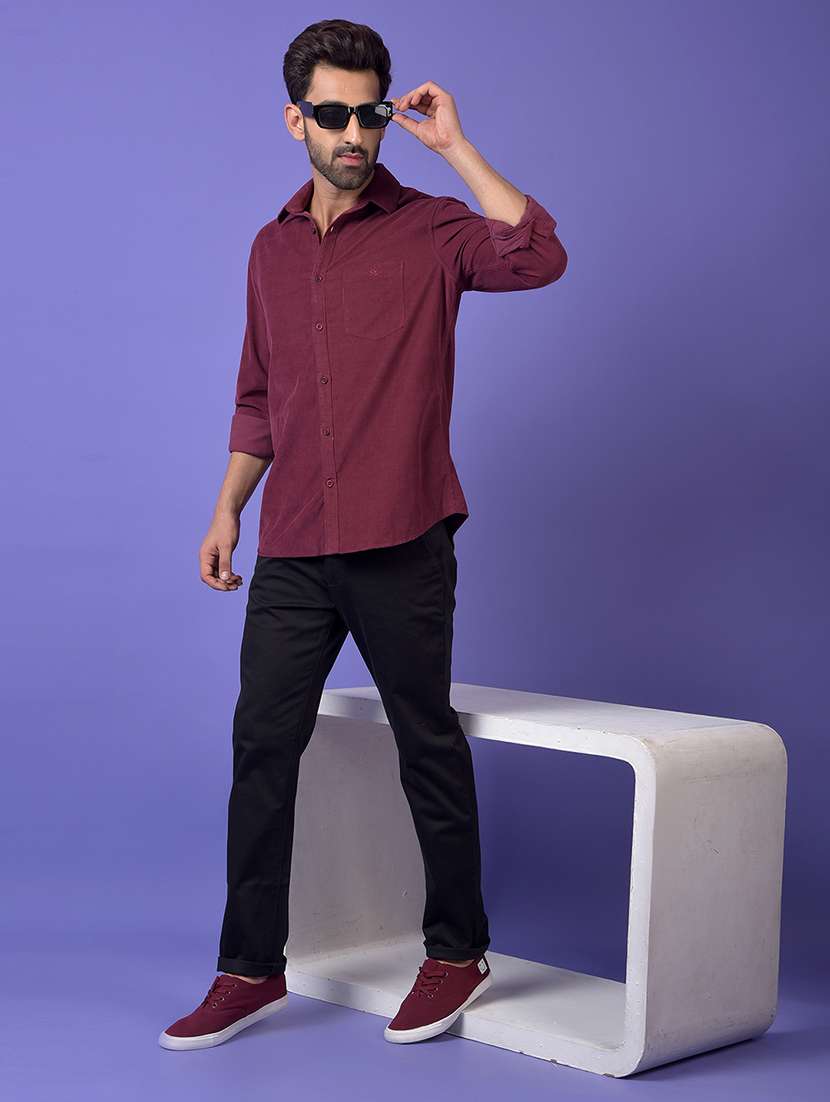 men solid long sleeve slim fit casual shirt - 21984694 - Standard Image - 4