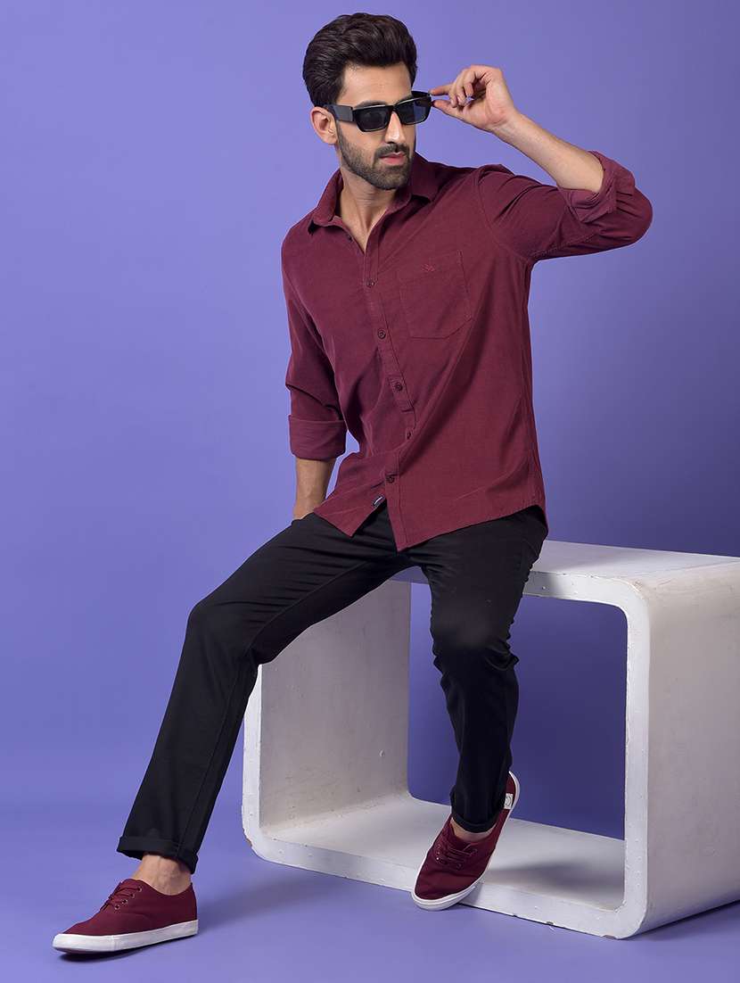 men solid long sleeve slim fit casual shirt - 21984694 - Standard Image - 6