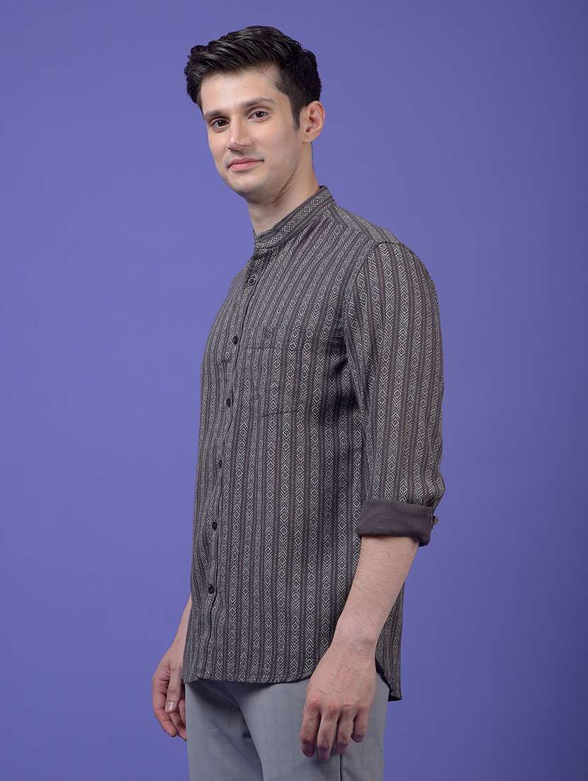 men self design long sleeve slim fit casual shirt - 21984724 - Standard Image - 1