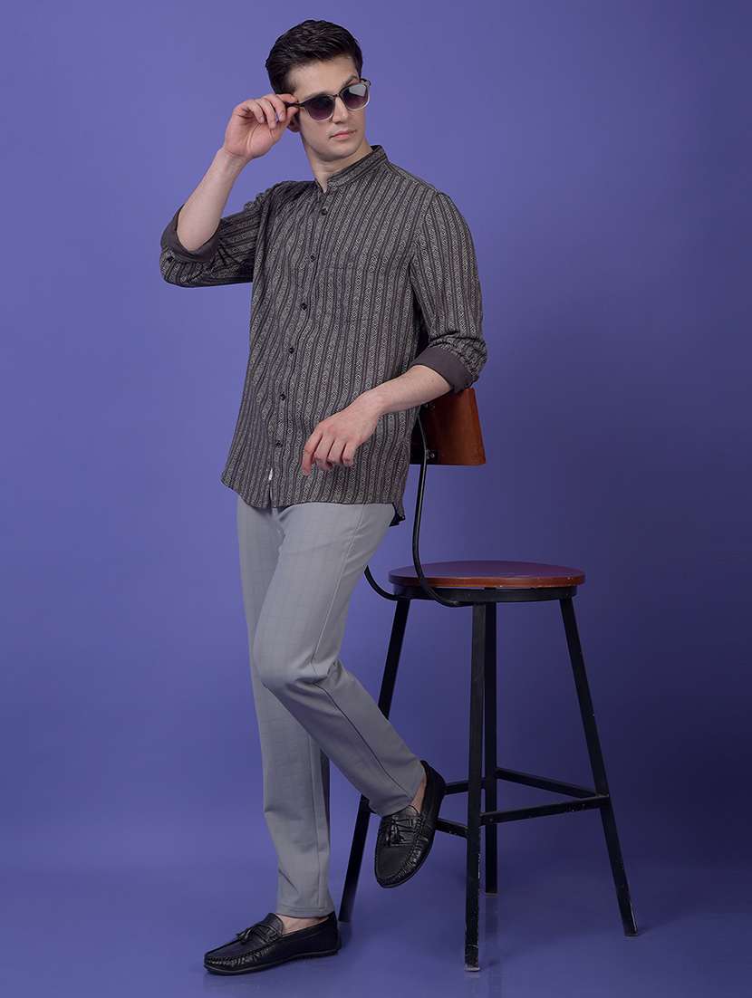 men self design long sleeve slim fit casual shirt - 21984724 - Standard Image - 6