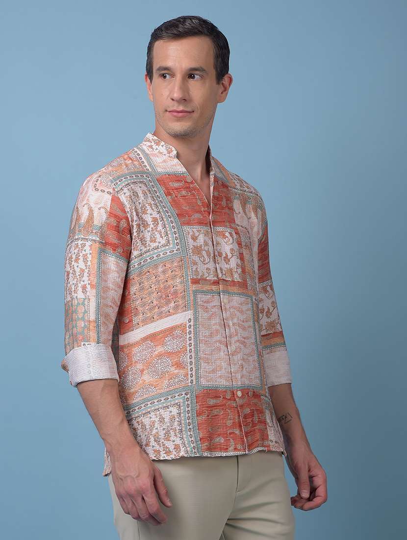 men printed long sleeve slim fit casual shirt - 21984761 - Standard Image - 1