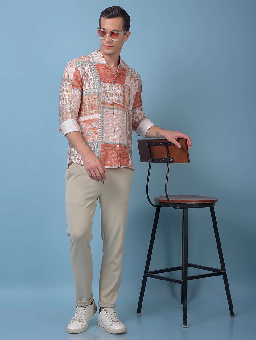 men printed long sleeve slim fit casual shirt - 21984761 - Standard Image - 6