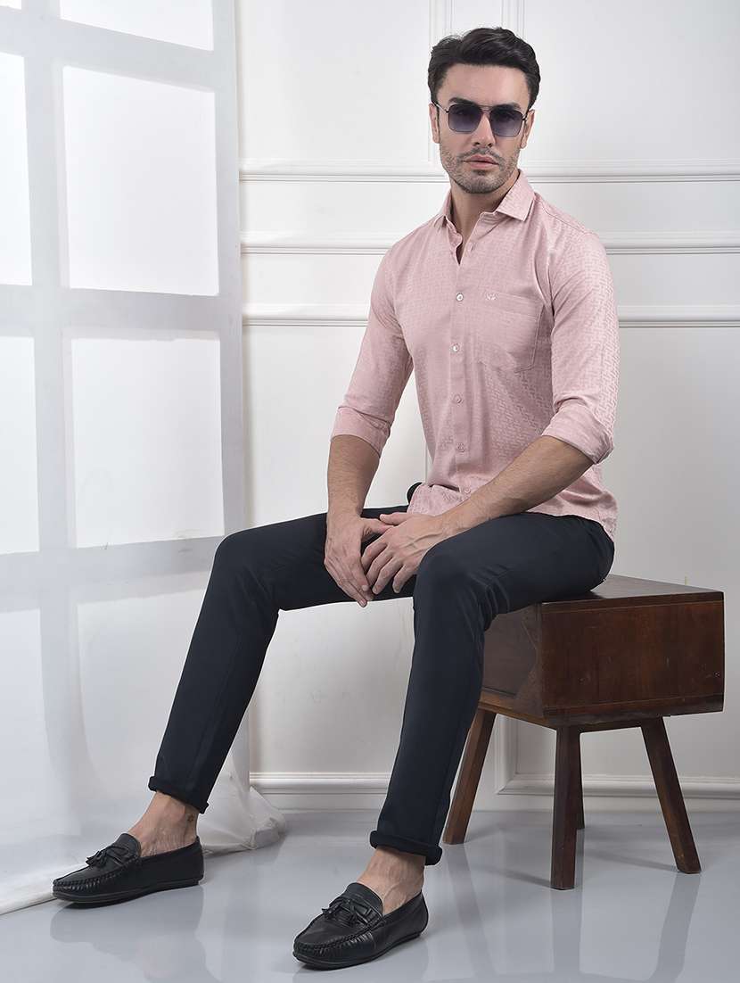 men self design long sleeve slim fit casual shirt - 21984763 -  Standard Image - 4