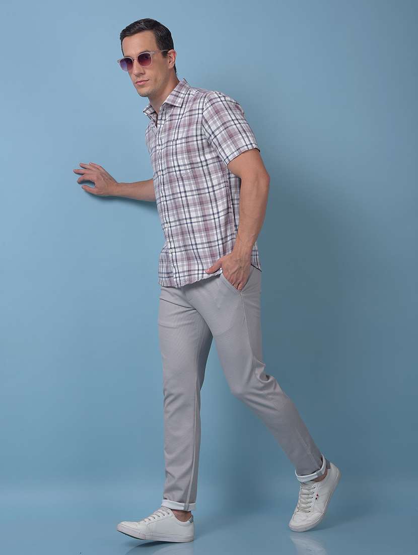 men checkered short sleeve slim fit casual shirt - 21984778 -  Standard Image - 4